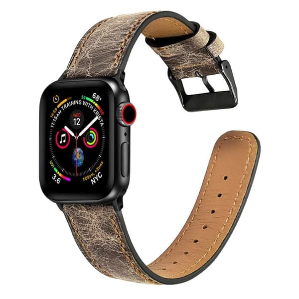 Apple Watch Series 4 40mm crackle ægte læder Urrem - Titanium Grå Silver grey