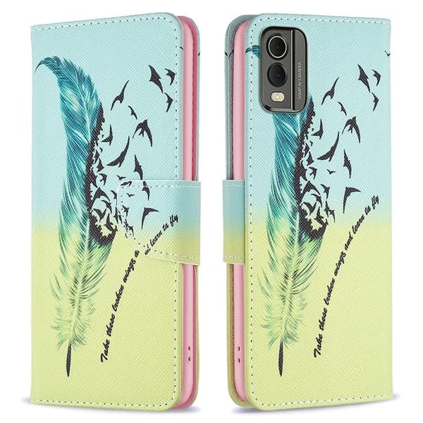 Wonderland Nokia C32 Läppäkotelo - Feather And Birds Green