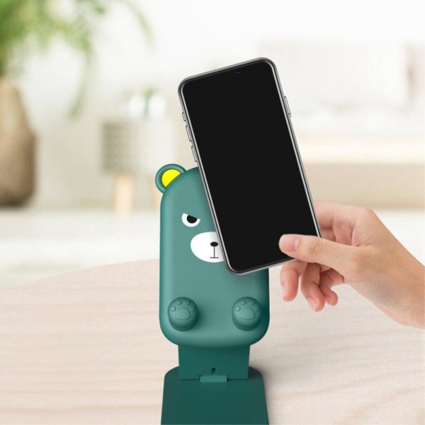 Universal cute animal cartoon design desktop phone stand - Black Green