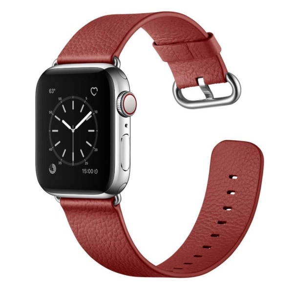 Apple Watch Series 5 40mm litchi genuine leather watch band - Re Red