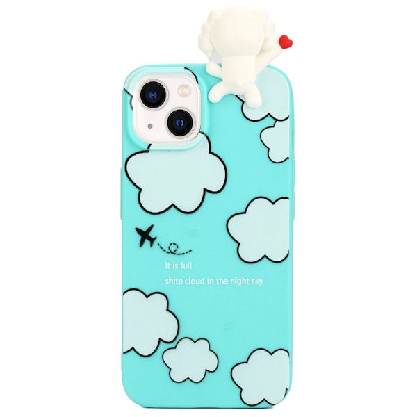 Cute 3D iPhone 14 skal - Blå Blå