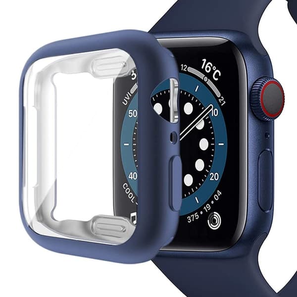 Apple Watch SE (2022) / SE / 6 / 5 / 4 40mm Case Cover Electroplated Soft flexible Case with Screen Protector - Blue Blå