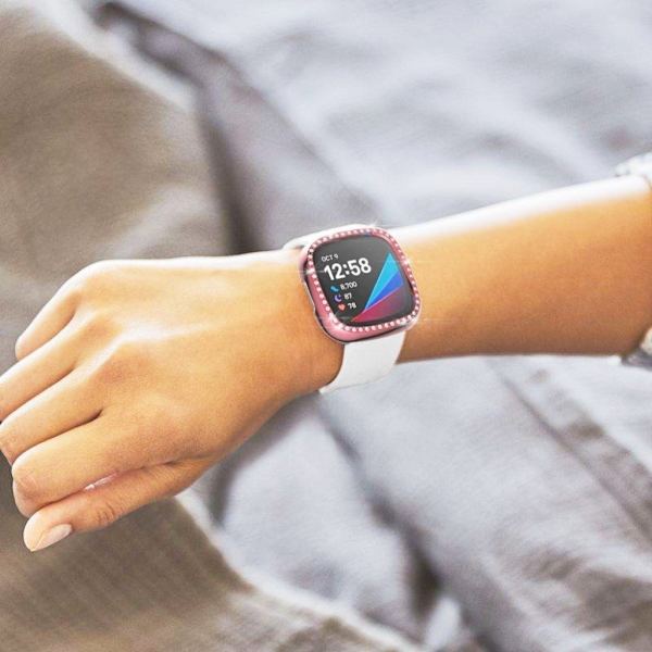 Fitbit Sense / Versa 3 elegant ram med strassdekor - Rosa Rosa