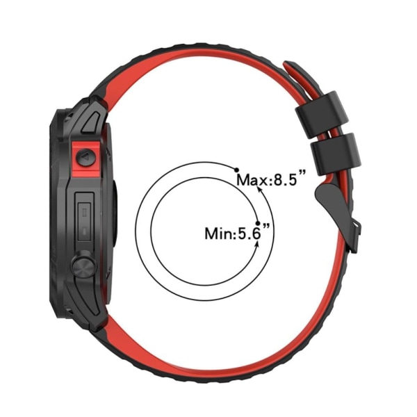 Garmin Fenix 7X tofarvet silikone-urrem - Sort / Rød Black