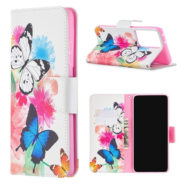 wonderland Samsung Galaxy S21 Ultra flip etui - Two sommerfugl Multicolor