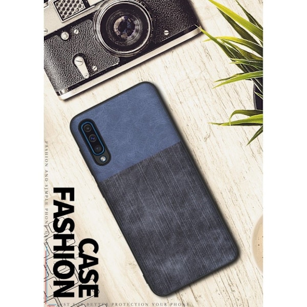 Samsung Galaxy A50 jeans tekstur etui - Blå / Mørkeblå Blue