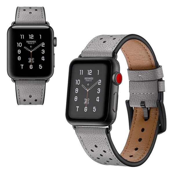 Crazy Horse Apple Watch Series 5 44mm ægte læder Urrem - Grå Silver grey