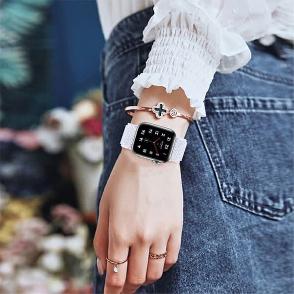 Apple Watch 42mm - 44mm nylon design klockarmband - Vit Vit