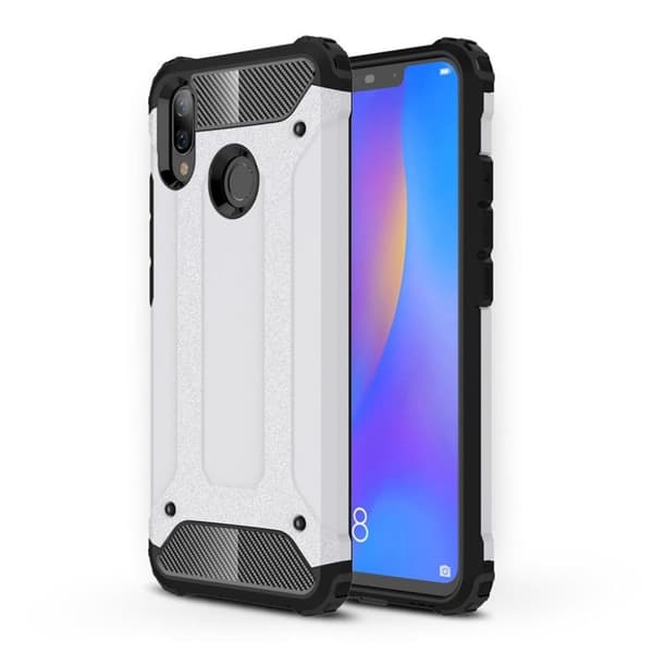 Huawei P Smart Plus beskyttelsesetui i kombimaterialer - Hvid White