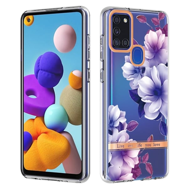 Supertunt och tåligt mjukpärmfodral för Samsung Galaxy A21s - Lila Begonia Lila