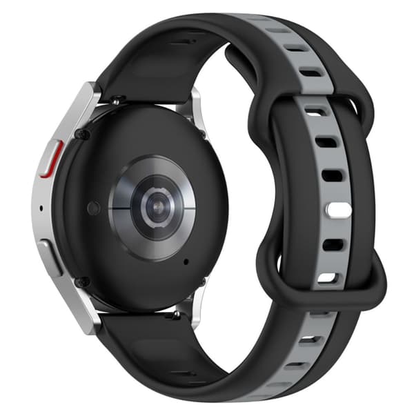 20 mm universel tofarvet silikone-urrem - Sort / Grå Silver grey