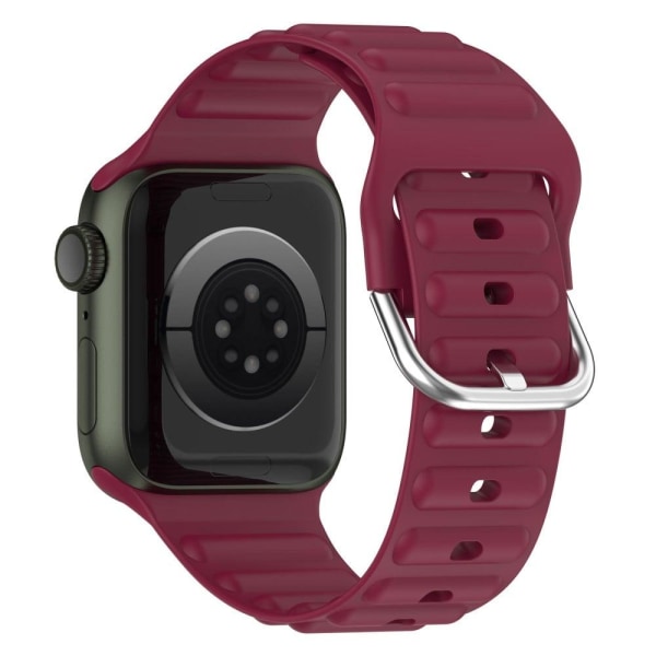 Apple Watch Series 8 (41mm) silikoneurrem i bølgekornstil - Rødv Red