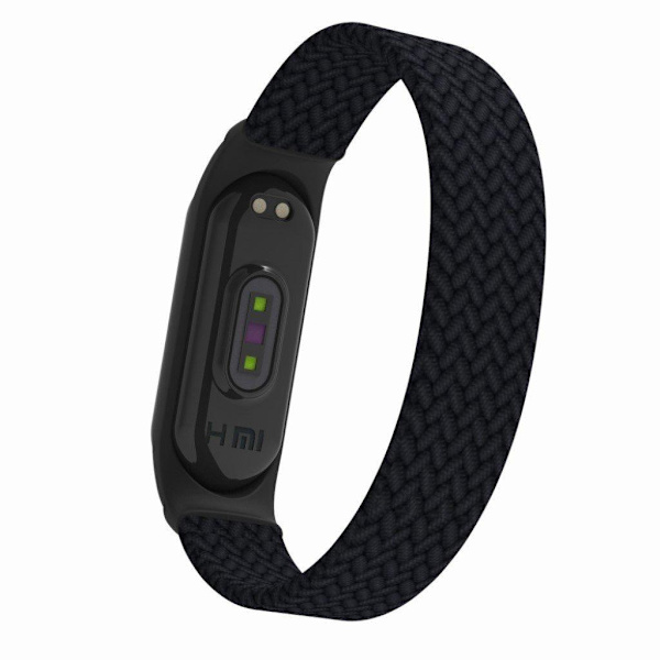 Xiaomi Mi Band 5 / 4 / 3 elastinen nailon kellonauha - Musta / Koko: L Black