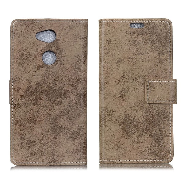 Sony Xperia L2 etui i vintage læder med kortholder - Khaki Brown