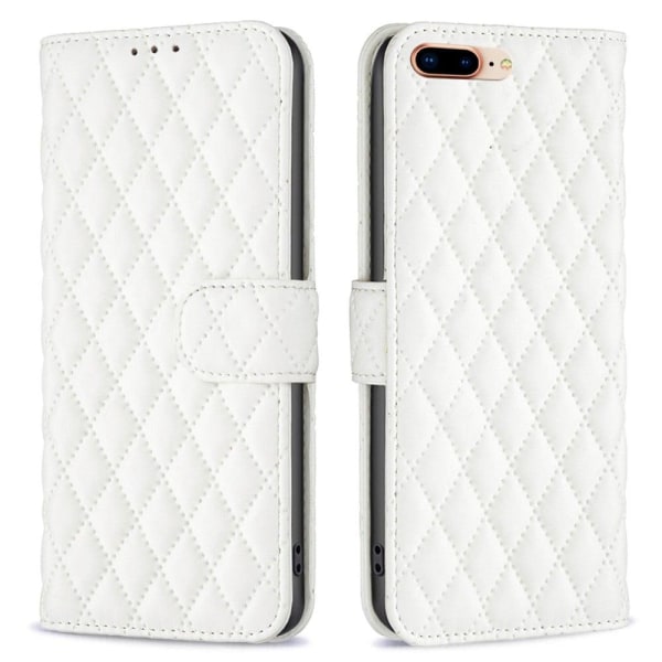 Rhombus mat iPhone 7 Plus flip etui - Hvid White