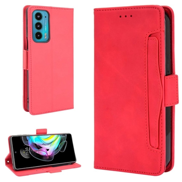 Stilfuldt Læder Etui med Pung til Motorola Edge 20 - Rød Red
