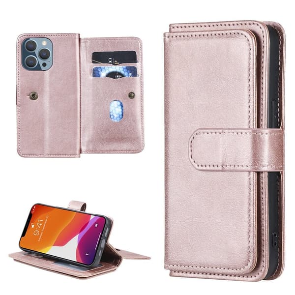 iPhone 13 Pro fodral med 10 fickor - Rosa Rosa