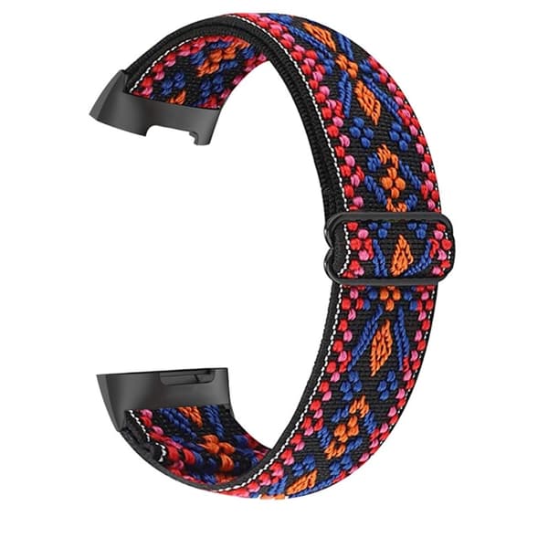 Elastinen nailon + kuvioitu kellohihna Fitbit Charge 5 - Pinkki / Oranssi Multicolor
