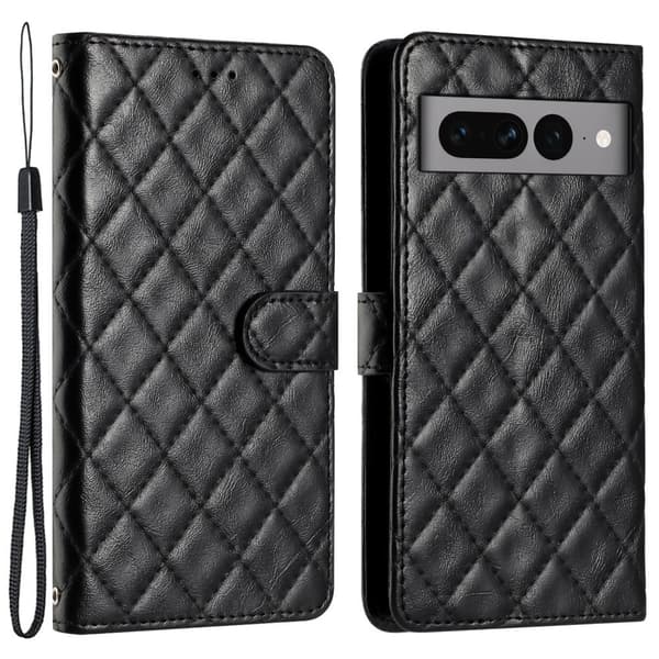 Funksjonelt rombe lommebokdeksel for Google Pixel 7 Pro - Svart Black