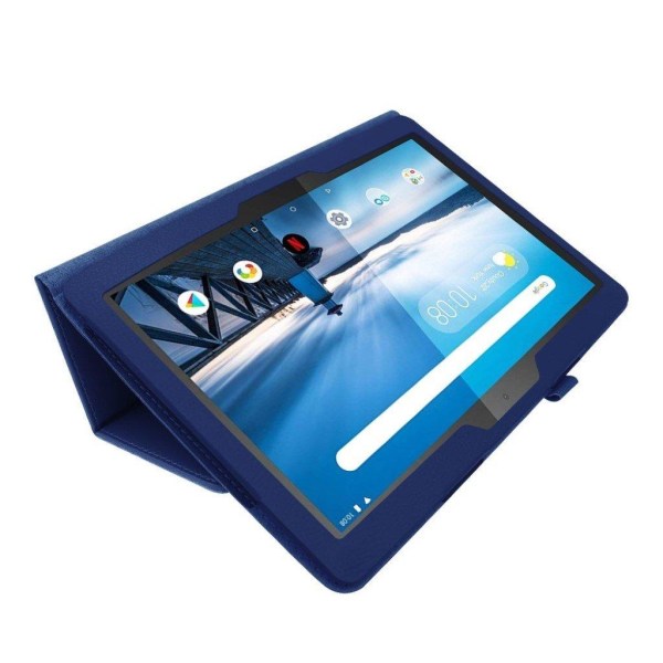 Lenovo Tab M10 litchi texture leather case - Dark Blue Blå