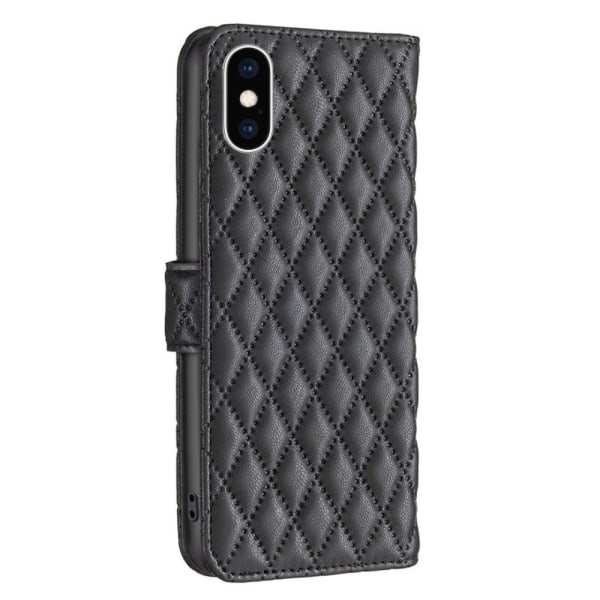 Rombuskuvioinen matta läppäkotelo iPhone Xs Max - Musta Black