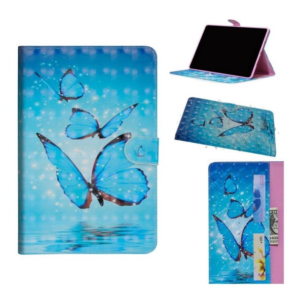 iPad Mini (2019) light spot décor leather case - Blue Butterfies Blå