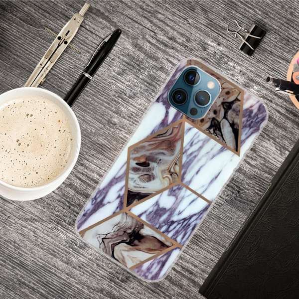 Marble iPhone 15 Plus Etui - Blå og Brun Klinkekule Blue