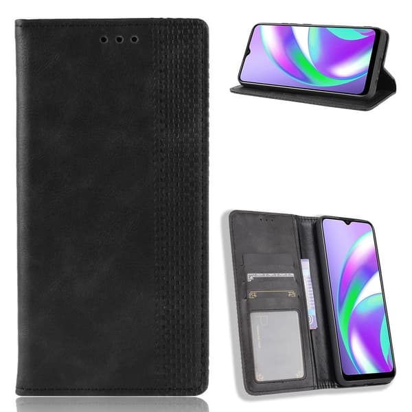 Bofink Vintage Oppo A15 nahkakotelo - Musta Black