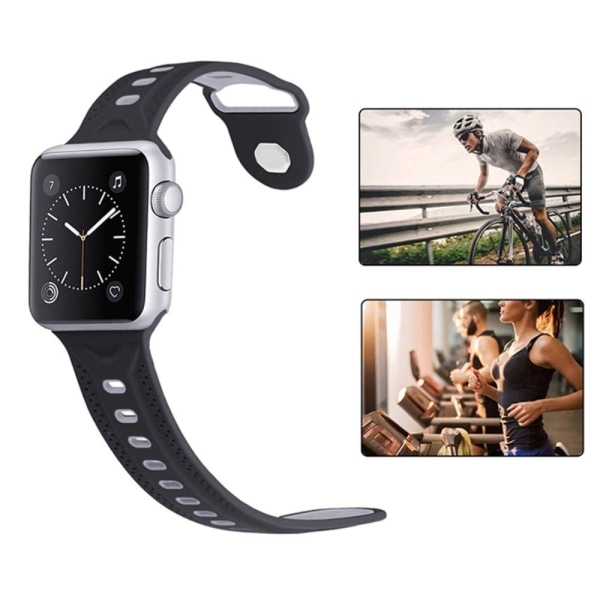 Apple Watch (45mm) two-tone silicone watch strap - Dark Grey / B Silvergrå