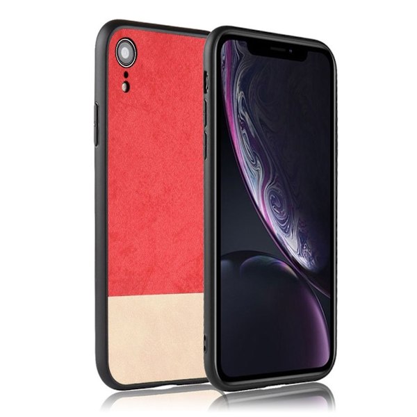 Kombifodral för iPhone Xr i tvåfärgat läder med beläggning - Röd Röd