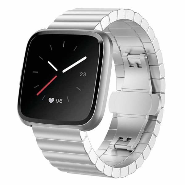Fitbit Versa ruostumattomasta teräksestä valmistettu ranneke - Hopea Silver grey