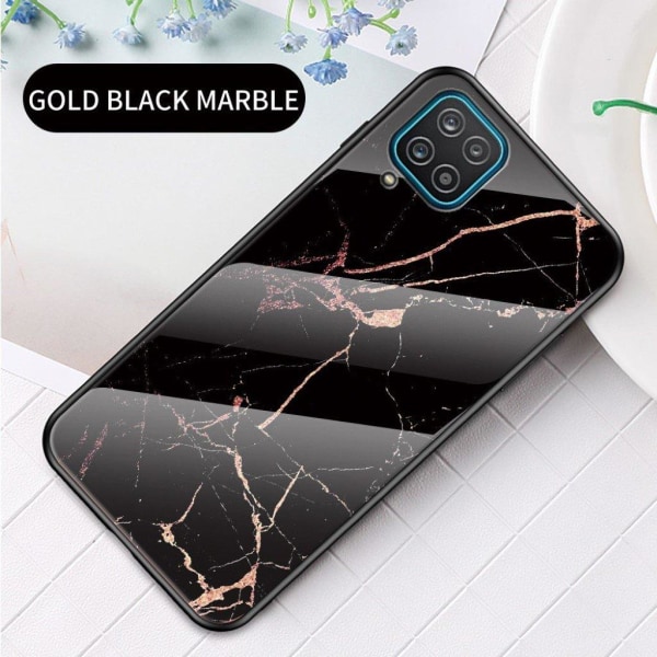 Fantasy Marble Samsung Galaxy A12 5G cover - guld sort marmor Black