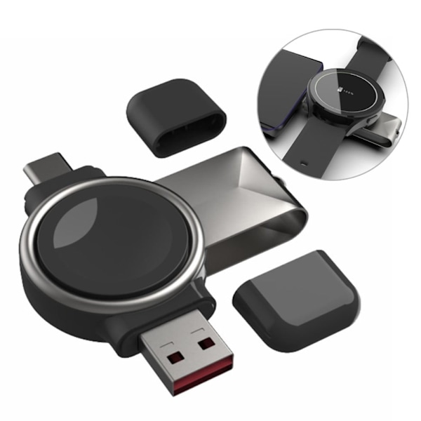 Samsung Galaxy Watch 4 Classic (46mm) / (42mm) / 4 (40mm) / (44mm) USB till Type-C magnetisk trådlös snabbladdare Svart