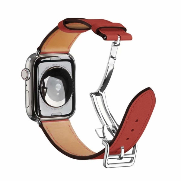 Aitoa nahkaa hopea solki kellonauha Apple Watch Series 6 / 5 40mm - Vaalean Ruskea Brown