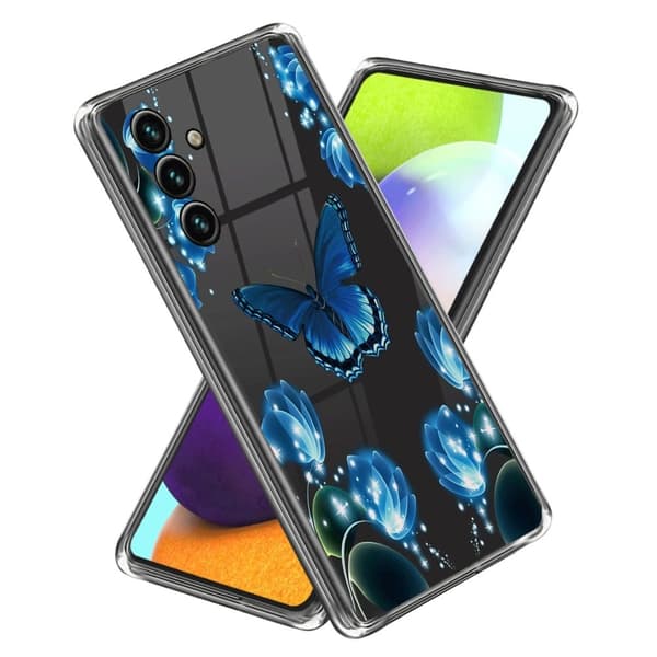 Deco Samsung Galaxy A15 cover - Sommerfugl Og Blomst Blue