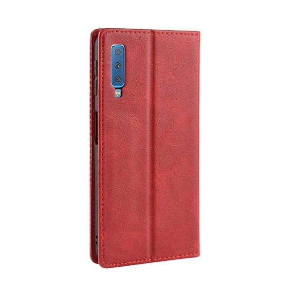 Samsung Galaxy A7 (2018) vintage Malli nahkainen flip suojakotelo - Punainen Red