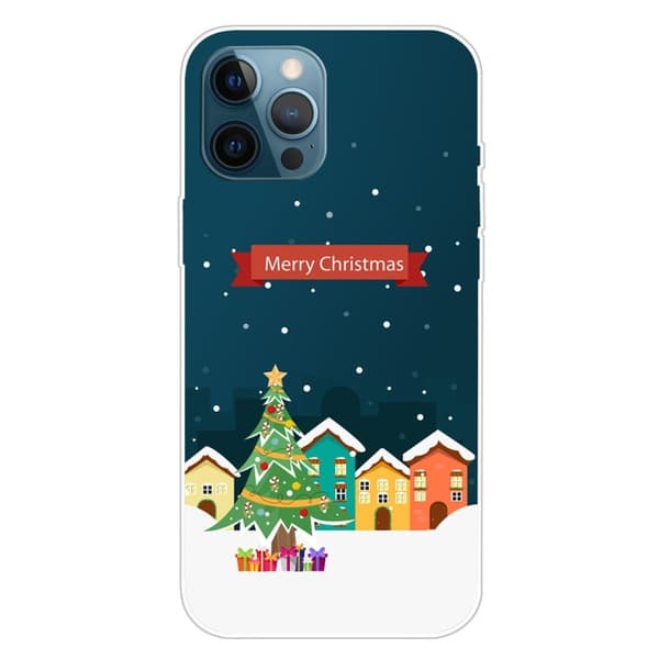 iPhone 16 Pro-etui med julemønsterutskrift Mykt, fleksibelt telefondeksel - Juleby Blue