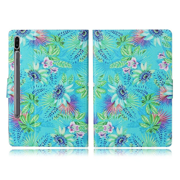Samsung Galaxy Tab S7 cool mønster læder flip etui - blomst Multicolor