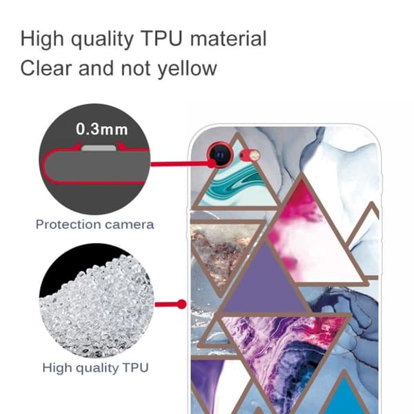 Marble iPhone SE 2020 / 8 / 7 Etui - Trekant Mønstre i Klinkekule Multicolor