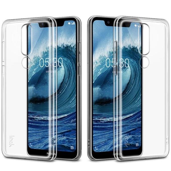 IMAK Nokia 5.1 Plus beskyttelsesetui i silikone med gennemsigtig design - Transparent Transparent
