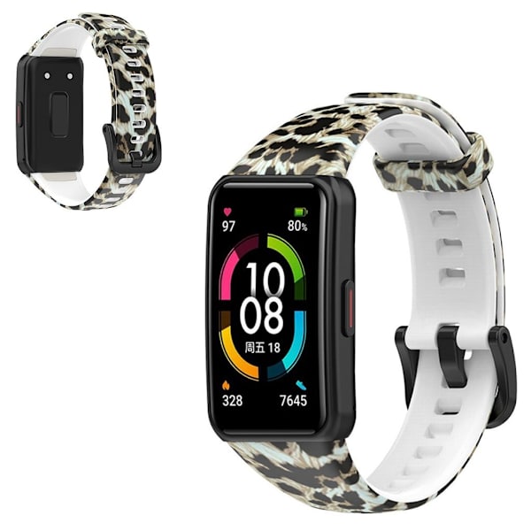 Honor Band 6 stilfuld printet silikone urrem - Brun Leopard Brown