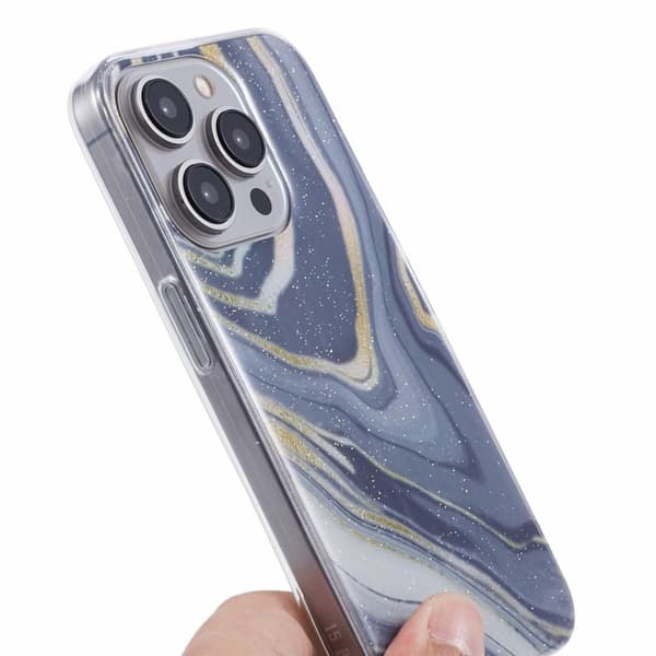 Marble design iPhone 15 Pro cover - Grå Silver grey