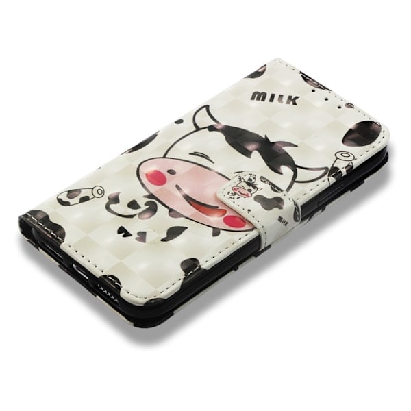 iPhone Xr flip case i mønstret læder - Cartoon Cow Multicolor