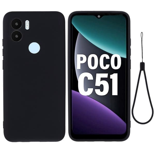 Matt flytende silikondeksel for Xiaomi Poco C51 - Svart Black