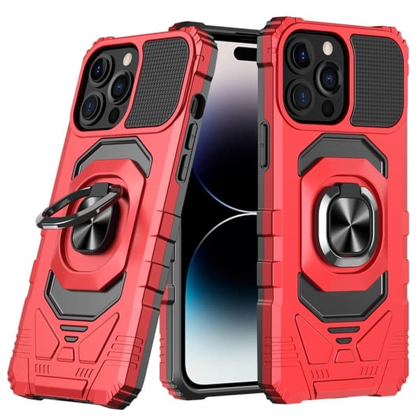 Bulksourcing Back Shell iPhone 14 Pro Max, Kickstand Design Bumpresistent og Flexible Hybrid Phone Case Air Cushions Cover - Rød Red