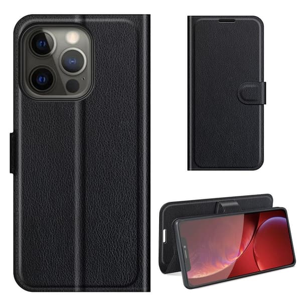 Klassisk iPhone 13 Pro flip etui - Sort Black