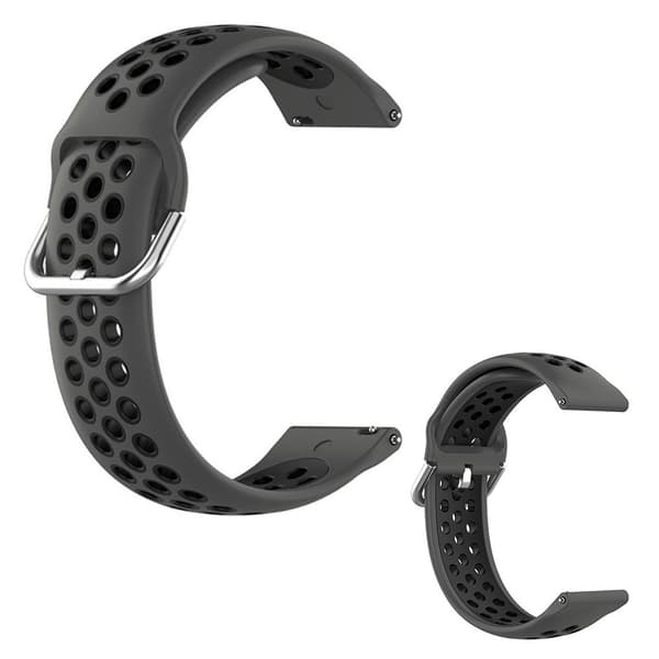 20 mm tofarvet silikoneurrem til Samsung-ur - Sort Black