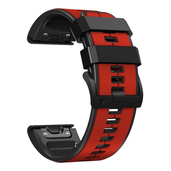 26 mm dobbeltfarvet silikoneurrem til Garmin- og Coros-ure - Rød / Sort Red