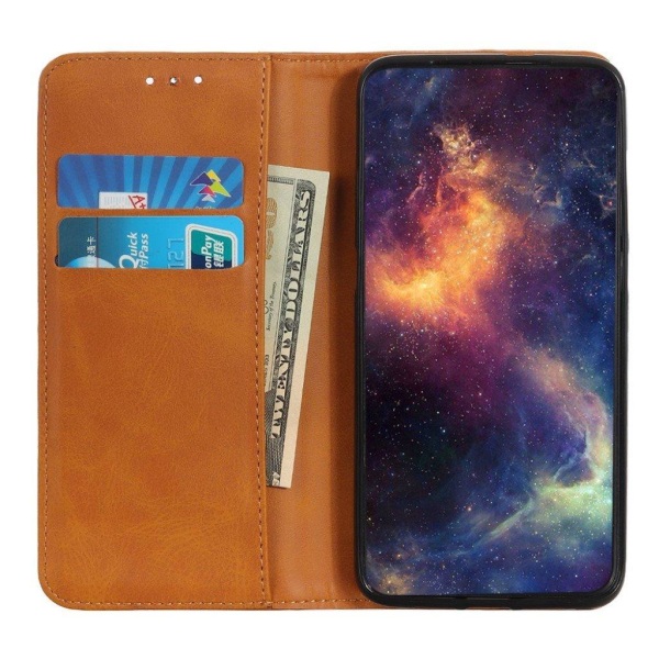 iPhone 12 Mini flip etui i ægte læder med pung – Brun Brown