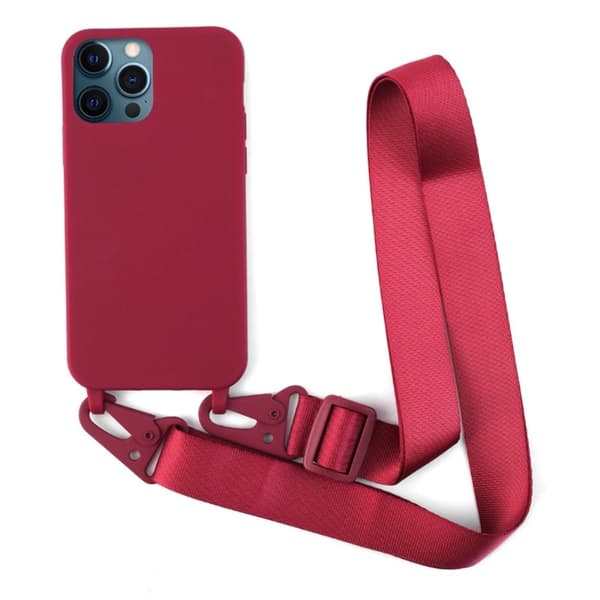 Tynt TPU-deksel med matt finish og justerbar stropp til iPhone 12 Pro Max - Rød Red